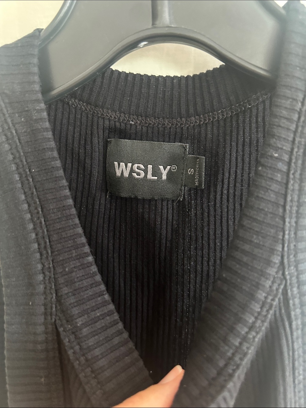 WSLY Black Ribbed High-Neck Racerback Tank - Picture 2 of 4